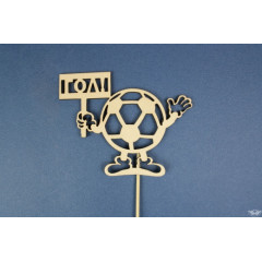 Топпер-мяч "Гол" (шир.12,5см;выс.10см) фанера, неокраш., на палочке