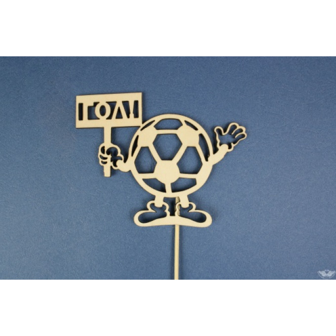 Топпер-мяч "Гол" (шир.12,5см;выс.10см) фанера, неокраш., на палочке