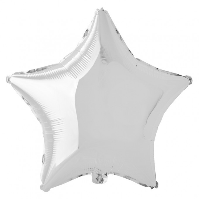 Воздушный шар фольгированный без рисунка 18"/45см ЗВЕЗДА Металлик Silver