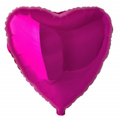 Воздушный шар фольгированный без рисунка 18"/45см СЕРДЦЕ Металлик Fuchsia