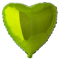 Воздушный шар фольгированный без рисунка 18"/45см СЕРДЦЕ Металлик Lime Green