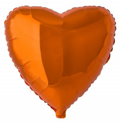 Воздушный шар фольгированный без рисунка 18"/45см СЕРДЦЕ Металлик Orange