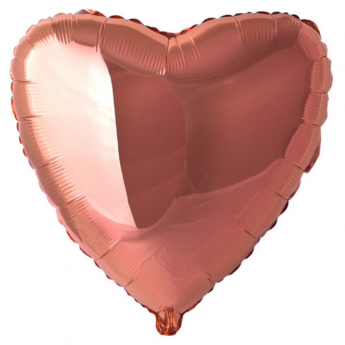 Воздушный шар фольгированный без рисунка 18"/45см СЕРДЦЕ Металлик Rose Gold