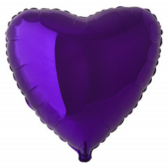 Воздушный шар фольгированный без рисунка 18"/45см СЕРДЦЕ Металлик Violet