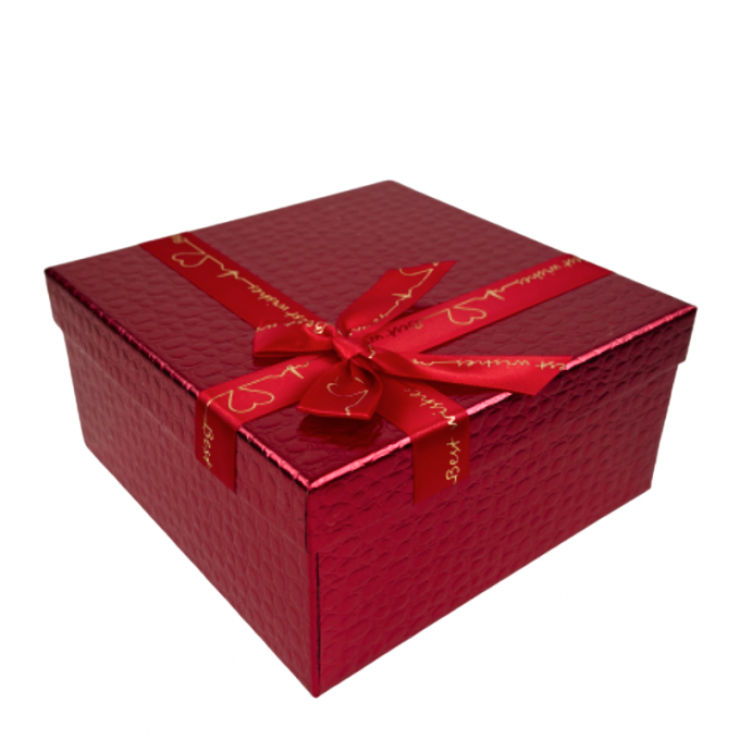 Коробка подарочная набор из 3 шт Квадрат 19,5*19,5*9,5 см КРАСНЫЙ