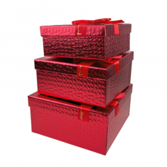 Коробка подарочная набор из 3 шт Квадрат 19,5*19,5*9,5 см КРАСНЫЙ