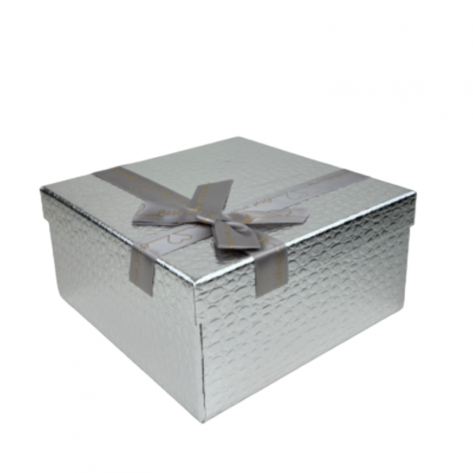 Набор подарочных коробок из 3 шт Квадрат 19,5*19,5*9,5 см СЕРЕБРО