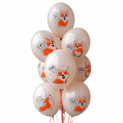 Воздушный шар латексный с рисунком  14" пастель С ДР Корги 2цв