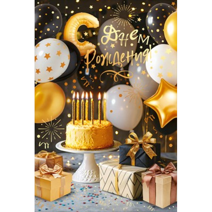 Открытка "С Днем Рождения!" С конвертом