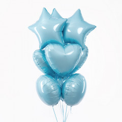 Воздушный шар фольгированный без рисунка 18"/45см СЕРДЦЕ Пастель Blue