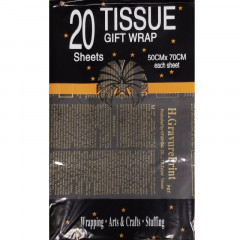 Бумага тишью Газета 50*70см ЧЕРНЫЙ/ЗОЛОТОЙ