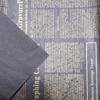 Бумага тишью Газета 50*70см ЧЕРНЫЙ/ЗОЛОТОЙ