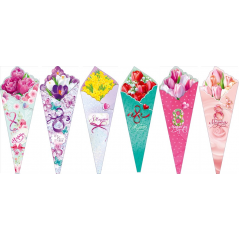 Открытка под цветы "8 Марта" Микс (6в*2)