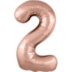 Воздушный шар фольгированный 40\'\'/102 см Цифра "2" Розовое Золото Slim в упаковке