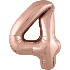 Воздушный шар фольгированный 40\'\'/102 см Цифра "4" Розовое Золото Slim в упаковке