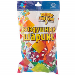 Воздушный шар латексный с рисунком 12" пастель шелкография С Днем Рождения! Горошек ассорти 25 шт
