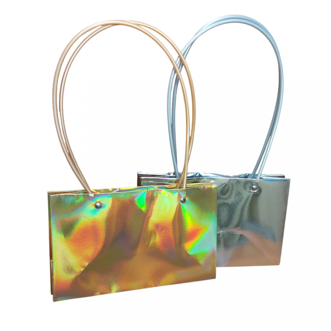 ПЛАЙМ пакет для цветов и подарков 22*10,5*13,5см СЕРЕБРЯНЫЙ