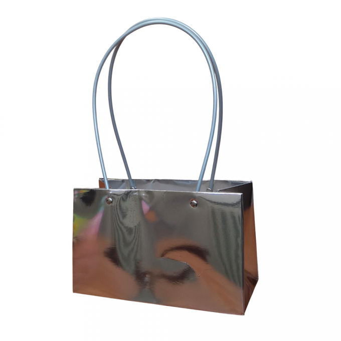 ПЛАЙМ пакет для цветов и подарков 22*10,5*13,5см СЕРЕБРЯНЫЙ