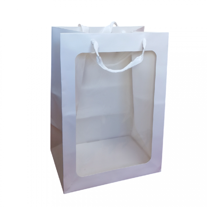 Пакет подарочный с окном 25*18*13см БЕЛЫЙ