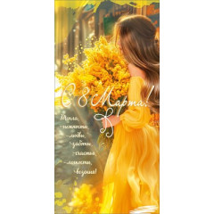 Конверт для денег "С 8 Марта! Тепла, нежности, любви..."