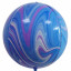 Воздушный шар Сфера 3D, 22''/56 см Мрамор, Голубой/Сиреневый, Агат