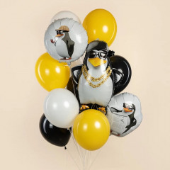 Воздушный шар фольгированный с рисунком 18"/46 см Круг Пингвин джентльмен