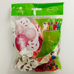 Воздушный шар латексный с рисунком 12"/30см пастель PINK К рождению девочки 25 шт