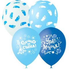 Воздушный шар латексный 12"/30см пастель BLUE К рождению мальчика 25 шт