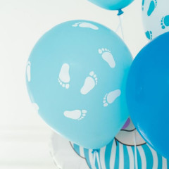 Воздушный шар латексный с рисунком 12"/30см пастель BLUE К рождению мальчика 25 шт