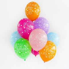 Воздушный шар латексный с рисунком 14" пастель шелкография 8 Марта Тюльпаны