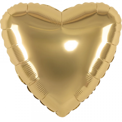 Воздушный шар фольгированный без рисунка 19"/48 см СЕРДЦЕ Мистик Золото Сатин