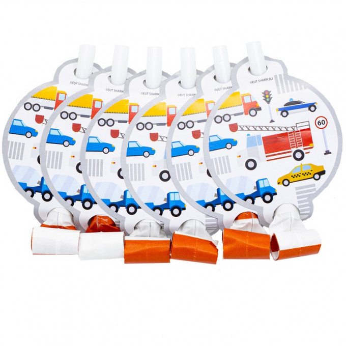 Набор язычков-гудков Машинки 6 штук