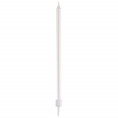 Свеча для торта Белая перламутр с подставкой 11см