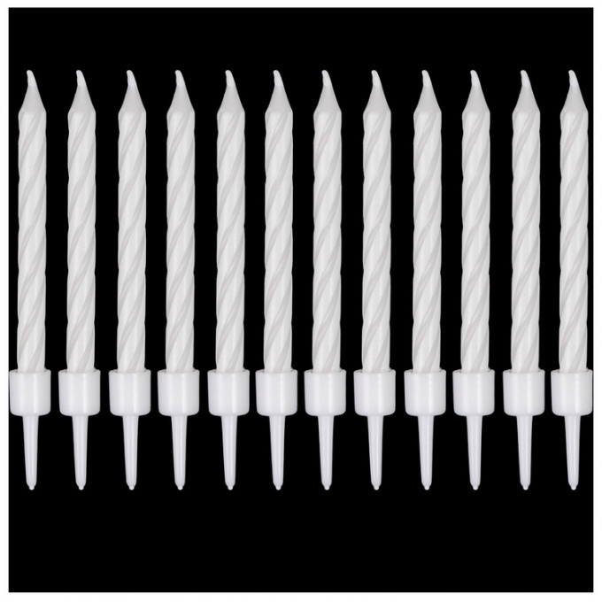 Свечи д/торта Спирали Белые с подставкой 6 см