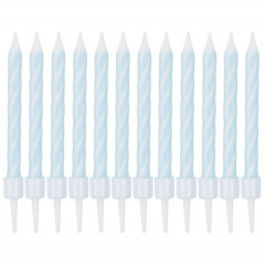 Свечи д/торта Спирали Голубые с подставкой 6 см