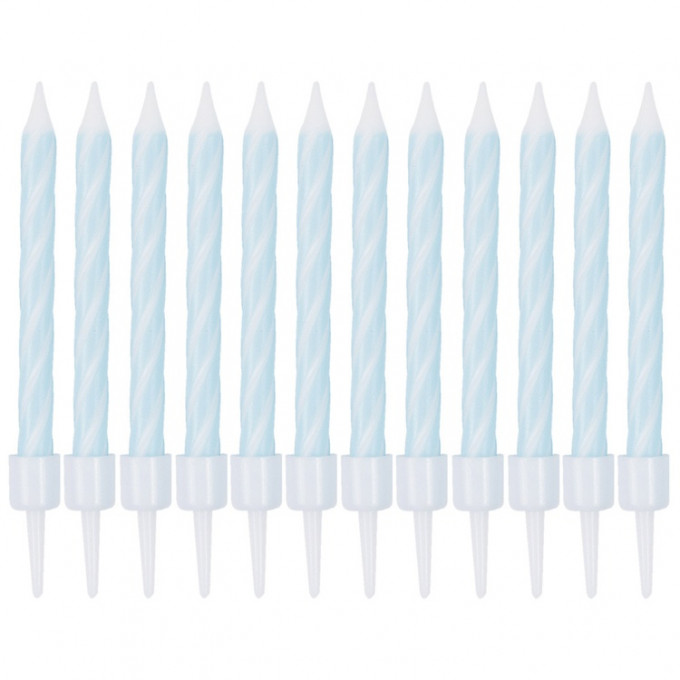 Свечи д/торта Спирали Голубые с подставкой 6 см