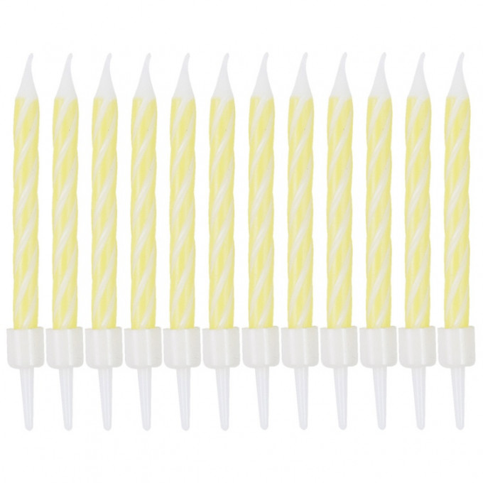 Свечи д/торта Спирали Желтые с подставкой 6 см