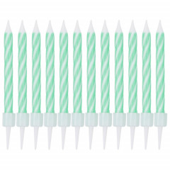 Свечи д/торта Спирали Зеленые с подставкой 6 см