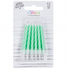 Свечи д/торта Спирали Зеленые с подставкой 6 см