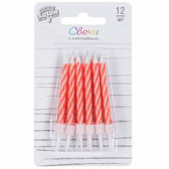 Свечи д/торта Спирали  Красные с подставкой 6 см