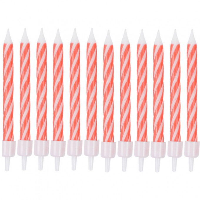 Свечи д/торта Спирали  Красные с подставкой 6 см