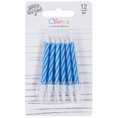 Свечи д/торта Спирали Синие с подставкой 6 см