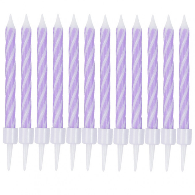 Свечи д/торта Спирали Фиолетовые с подставкой 6 см