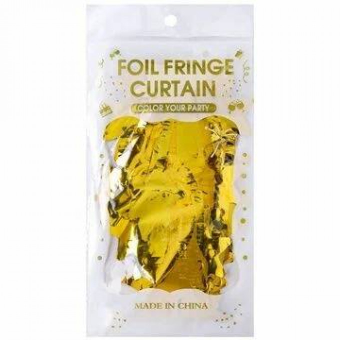 Занавес фольгированный золотой Сердца 1х2м/G