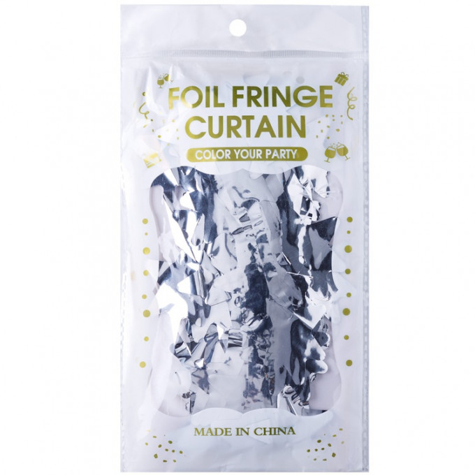 Занавес фольгированный серебряный Звезды1х2м/G