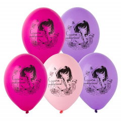 Воздушный шар латексный с рисунком 14" пастель С ДР Девочка аниме ассорти