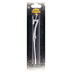 Свеча-цифра "7" Элегант Серебро 5см