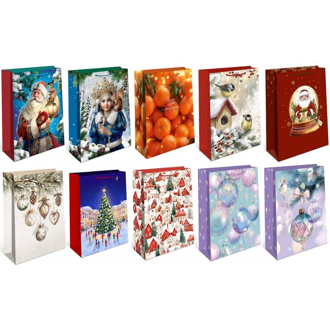 Пакет подарочный 11,5*14,5*6,5 см С Новым годом! МИКС (10в*1)