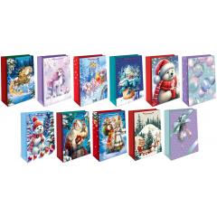 Пакет подарочный 26*32*12 см С Новым годом! МИКС (11в*1)