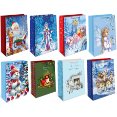 Пакет подарочный 33*42,5*10 см С Новым годом! МИКС (8в*1)
